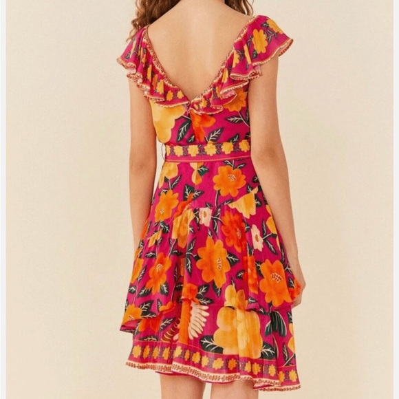 FARM Rio Pink and Orange Floral Mini Dress New vivid sz Large - Picture 4 of 10